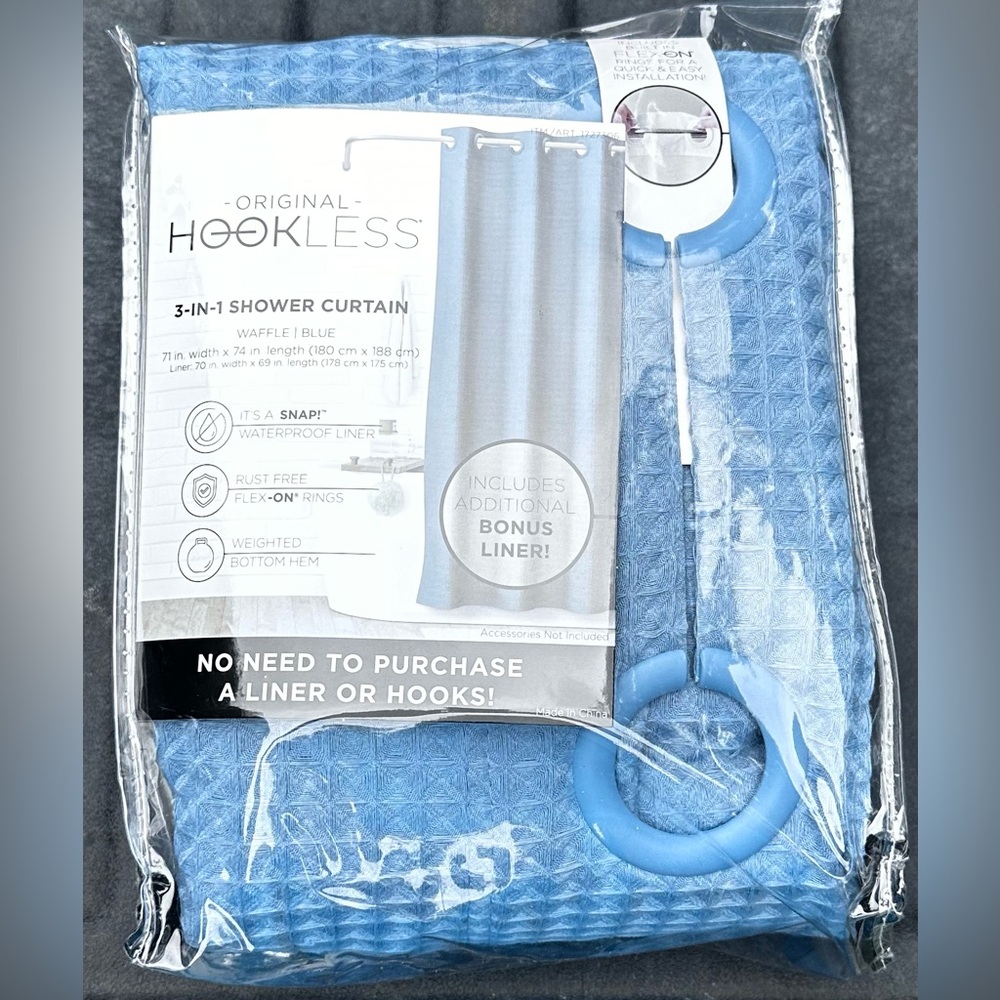 Hookless 3 in 1 shower curtain